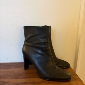 Black leather ankle boots